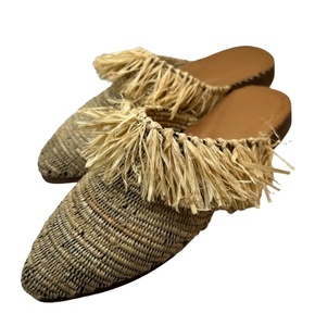 รองเท้า Raffia Raffia แบบยั่งยืนสำหรับผู้หญิงรองเท้าแตะสำหรับใส่ในตู้เสื้อผ้าฤดูร้อน - Product Image 1