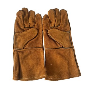 Los mejores guantes de soldadura de trabajo de cuero personalizados con características de seguridad cubiertas protectoras para manos y brazos - Product Image 1