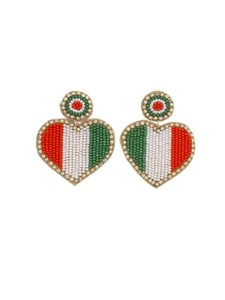 Stylish Handmade Seed Beaded Dangle <b>Earrings</b> White Baseball Design with Navy <b>Red</b> Accent <b>Drop</b> <b>Earrings</b> - Product Image 6