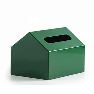 Cubierta de Caja de Pañuelos de Metal de Color Verde de Lujo, Soporte de Pañuelos con Forma de Casa, Diseño Moderno, para Baño, Cocina y Dormitorio - Product Image 1