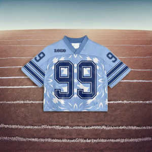 Maillot en maille surdimensionné imprimé personnalisé unisexe rétro football Boxy haut court maillot blanc football mode t-shirts - Product Image 3