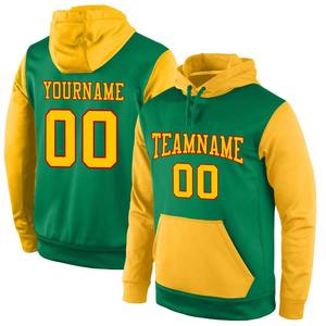Venta al por mayor y Dropship personalizado cosido Kelly verde oro-rojo deportes pulóver Sudadera con capucha - Product Image 1