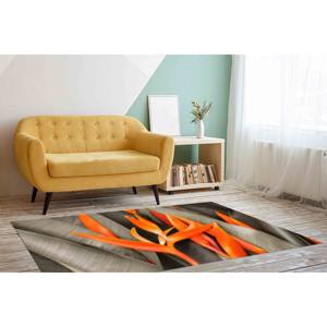 Tapis imprimé feuilles d'oranger - Décoration de bureau moderne et luxueuse à thème botanique, tapis fin non tissé - Product Image 5