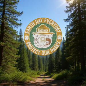 T-shirt vintage a maniche lunghe con orso per la Giornata della Terra - Proteggere i nostri parchi - Prodotto promozionale premium - Product Image 3