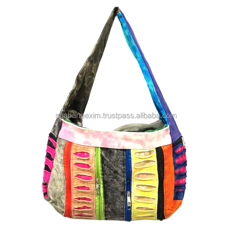 Bolsa de ombro étnica Banjara multicolorida Bolsa mensageiro Bolsa de algodão hippie da Índia