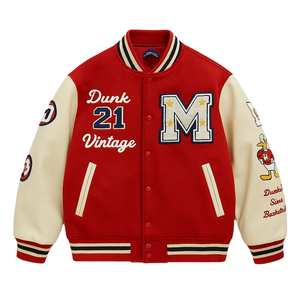 Chaqueta universitaria OEM para hombre, chaqueta con letras de estilo de equipo universitario de cuero de lana bordada personalizada para prendas de vestir exteriores de moda de invierno - Product Image 1