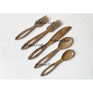 Ensemble de couverts en bois faits à la main 5 pièces couverts en matériau écologique avec poignée en perles de résine vaisselle en bois de manguier pour cadeaux de mariage - Product Image 5