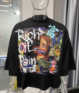 เสื้อยืดผู้ชายผ้าใยไผ่100% ล่าสุด OEM OEM โลโก้และป้าย300GSM ผ้าเฟรนช์เทอร์รี่ - Product Image 3