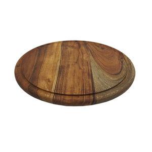 Assiette en bois de forme ronde Assiette de vaisselle élégante de couleur naturelle pour servir des aliments dans le restaurant et la décoration de table - Product Image 6