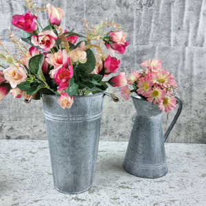 Cubo de cubo de Metal galvanizado de granja de alta calidad, jarrón y maceta con asas de madera - Product Image 5