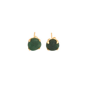 Boucles d'oreilles clous en quartz vert naturel en forme ronde, plaquées or 18 carats, tendance décontractée pour femmes, vente chaude - Product Image 3
