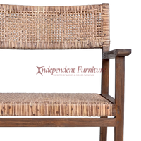 Chaise de salle à manger minimaliste moderne en teck massif avec corde et osier, pour la maison, le bureau, l'hôtel, la villa, l'appartement, la cuisine
