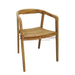 Silla de comedor de madera de teca minimalista para jardín al aire libre, comedor o cocina de hotel, incluye juegos de sombrillas - Product Image 1
