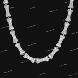 Collar de Plata 925 con Moissanita, Corte Redondo, Diseño Único con Eslabones de Hueso, Estilo Hip Hop, para Hombre y Mujer - Product Image 2