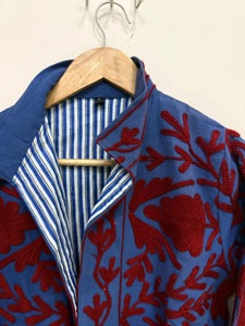 Veste en coton brodée de style chinois, col mandarin, manches longues, motif floral, vêtements d'extérieur décontractés pour adultes, vêtements d'automne - Product Image 5