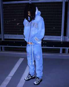 Ensemble de jogging vintage délavé personnalisé Survêtements à fermeture éclair Survêtement à capuche et pantalon de survêtement évasé à jambe droite Ensemble de 2 pièces délavé à l'acide - Product Image 5