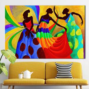 Obra de arte impresa en lienzo de bailarinas africanas - Elegante decoración de arte étnico, 1P: Enmarcado tipo galería - Product Image 1