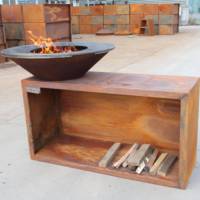 Kingjoy Forge Factory Vente en gros Brasero Plancha Barbecue multifonctionnel 3-en-1 pour extérieur en acier Corten rouillé à structure KD