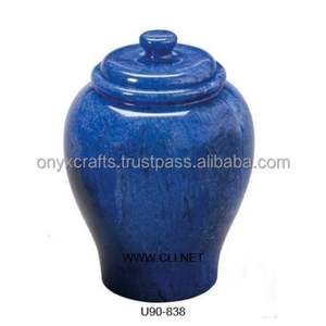 Urna Funeraria de Mármol Azul Gris para Adultos, Jarra de Piedra Pulida para Cenizas Humanas, Recuerdo Conmemorativo, Estilo Europeo, Ecológica - Product Image 5