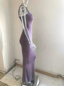 2025 spectacle col haut côtelé manches longues robe Maxi logo personnalisé 2 pièces femmes robe modeste vin salon Maxi robe automne hiver - Product Image 6