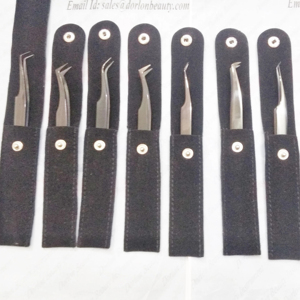 Pince à épiler pour extension de cils en acier inoxydable de qualité supérieure, enduite de plasma noir et logo personnalisé - Product Image 1