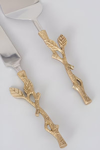 Nouveau couteau et serveur à gâteau en métal avec poignée en forme de feuille pour les fêtes d'anniversaire et de mariage - Product Image 4