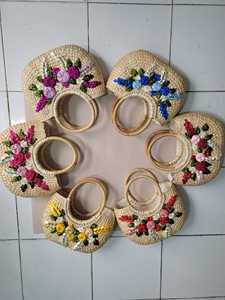 Reused Eco-Friendly Water Hyacinth <b>Storage</b> <b>Basket</b> with Handles for Beach Use - Product Image 3