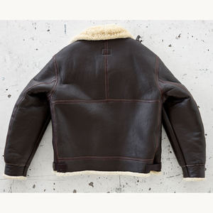 Chaquetas de Cuero de Oveja Personalizadas Casuales para Hombre, Chaqueta Bomber de Piel de Oveja Genuina, Chaqueta de Moda Urbana - Product Image 5