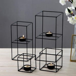 Juego de portavelas decorativo hecho a mano para el hogar, soporte de vela de metal en hierro, superventas, soporte de vela con revestimiento de polvo negro - Product Image 3