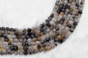 Venta al por mayor de cuentas de ágata de vena de dragón negras de 8 mm, piedras de cristal redondas naturales curativas para la fabricación de joyas. - Product Image 4