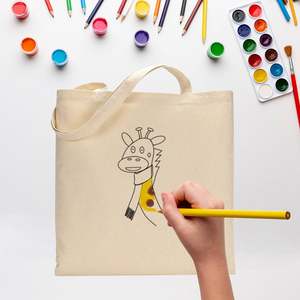 Sac fourre-tout noir girafe de niveau de base pour enfants – Sacs à colorier et à peindre pour étudiants et sacs messager - Product Image 1