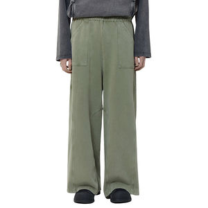 Haute qualité coupe régulière grande taille hiver hommes Streetwear coton lavé Vintage jambe large pantalon de survêtement droit - Product Image 2