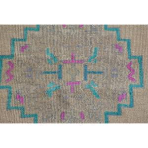 Turkish Vintage Rug 3.2x4.7 ft, <b>Brown</b> Accent Floral <b>Wool</b> Rug - Product Image 5