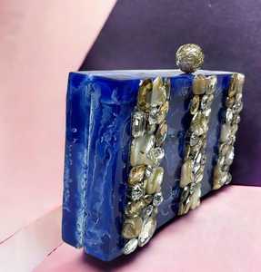 Bolso de Mano Tipo Clutch de Resina para Mujer, Diseño Moderno, Impermeable, con Diamantes y Forro de Seda, Ideal para Fiestas y Bodas - Product Image 2