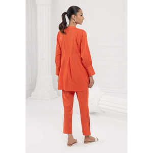 เสื้อทูนิคผ้าแจ็คการ์ดย้อมสีสนิมสำหรับผู้หญิง - Product Image 1