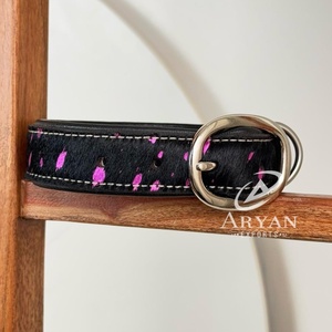 Accessoires pour animaux de compagnie ODM OEM collier de chien en cuir de vachette métallisé avec boucle en métal et anneau en D collier pour animaux de compagnie en cuir véritable écologique - Product Image 1