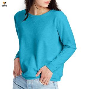 Jersey informal de manga larga con bolsillos y cuello redondo para mujer, sudaderas 100% de algodón Spandex para verano, Otoño Invierno - Product Image 1