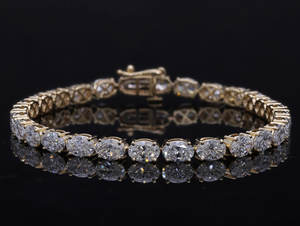 Elegante pulsera chapada en rodio de diamante CVD cultivado en laboratorio de oro blanco de 14 quilates corte ovalado diseño de tenis de cuatro puntas joyería fina de lujo - Product Image 2