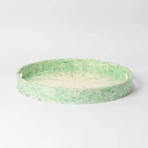 Elegante bandeja redonda Capiz hecha a mano verde madre de perla plato para servir Ideal para regalo o decoración de estilo del hogar - Product Image 2