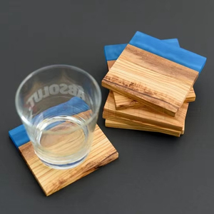 Posavasos de madera de resina epoxi Precio al por mayor Posavasos de mesa de madera de acacia y resina epoxi para beber té café - Product Image 1