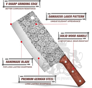 Damasco patrón láser Chef rebanador cuchillo herramienta de Metal para cortar carne hueso verduras-precio - Product Image 3