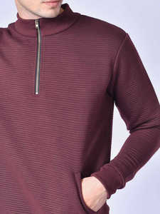 เสื้อสเวตเตอร์แขนยาวมีฮู้ดสำหรับผู้ชายเสื้อสเวตเชิ้ตปักลาย100% สีพื้นมีซิปครึ่งตัวสำหรับฤดูหนาวงานตามสั่ง - Product Image 5