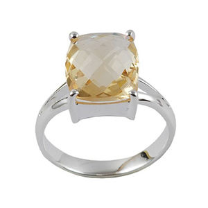 Elegante alta calidad 925 plata esterlina limón cuarzo piedra preciosa bisel ajuste anillo clásico nuevo diseño para bodas y fiestas - Product Image 3