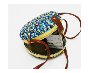 Sac à bandoulière rond en rotin de paille naturelle pour femmes sac en bambou tissé à la main de plage vente en gros - Product Image 5