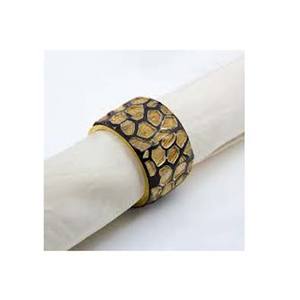 <b>Black</b> & Yellow Wooden Thick <b>Round</b> Cutting Design Napkin Ring High Quality Elegant Napkin Ring for Wedding Party for Hotels - Product Image 1