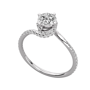 Bague solitaire en or 9 carats avec diamant de laboratoire taille ovale géométrique (certifié IGI) - Product Image 4