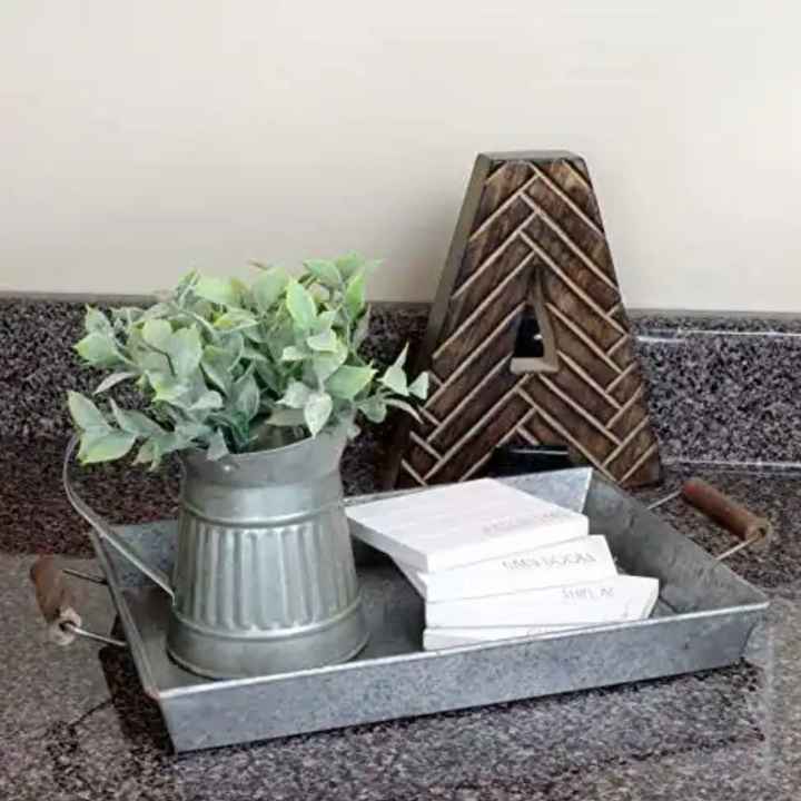 Galvanized Metal Serving Tray Farmhouse Vintage Storage Tray Customized