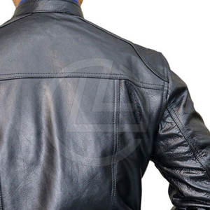 Chaqueta de piel sintética con cintura ajustable para hombre Chaqueta de piel con cremallera para hombre con detalle de hombro elegante - Product Image 2