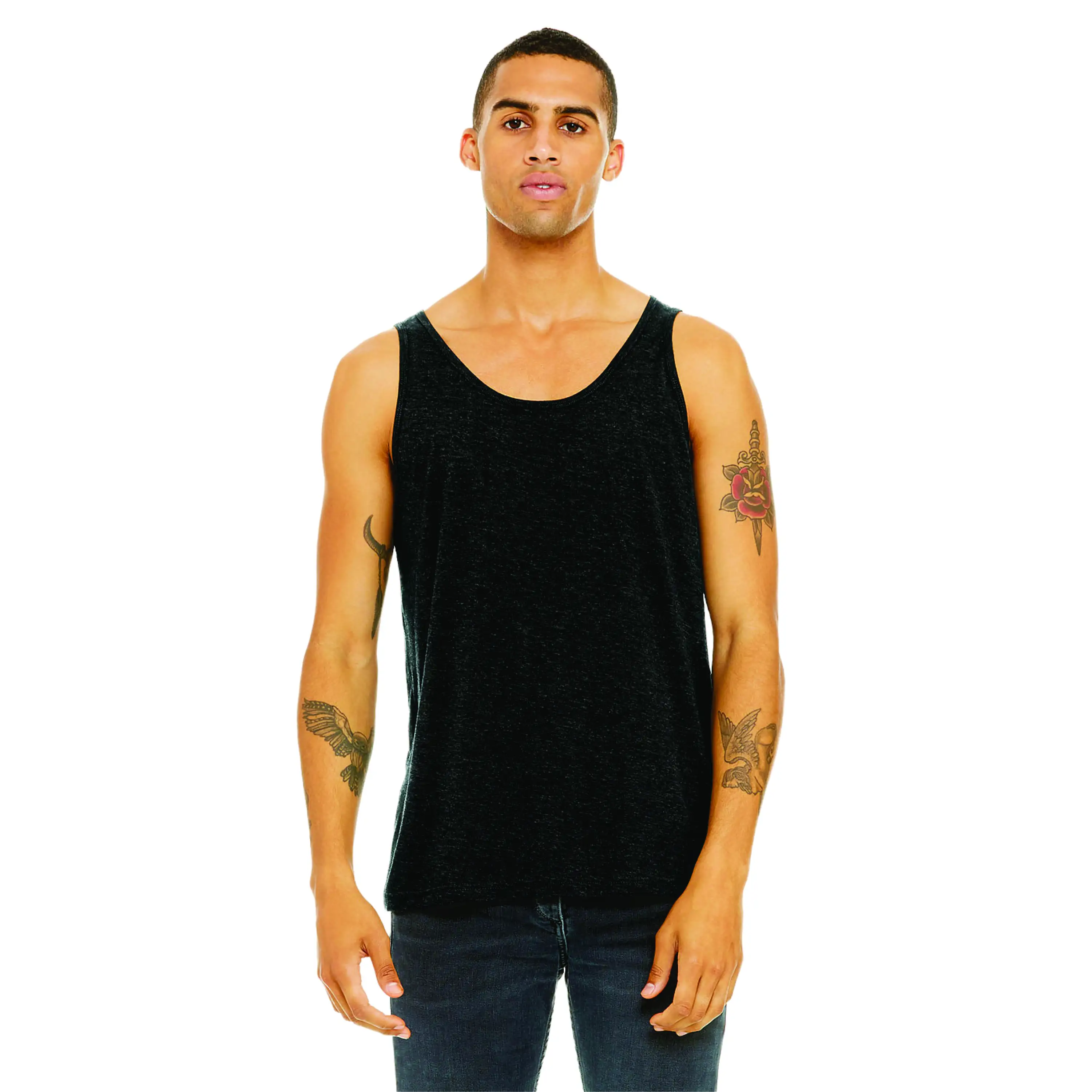 Side Seamed Retail Fit 100% Airlume Combed and Ring Spun Cotton 32 single 4.2 oz Charcoal Black Unisex Jersey Tank