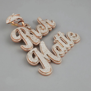 High Fashionable 10Kt Gold Luxury Lab Grown Diamonds VVS Clarity Hip Hop Diamond Pendant Fully Iced Rose Gold <b>Jewelry</b> Charm - Product Image 2